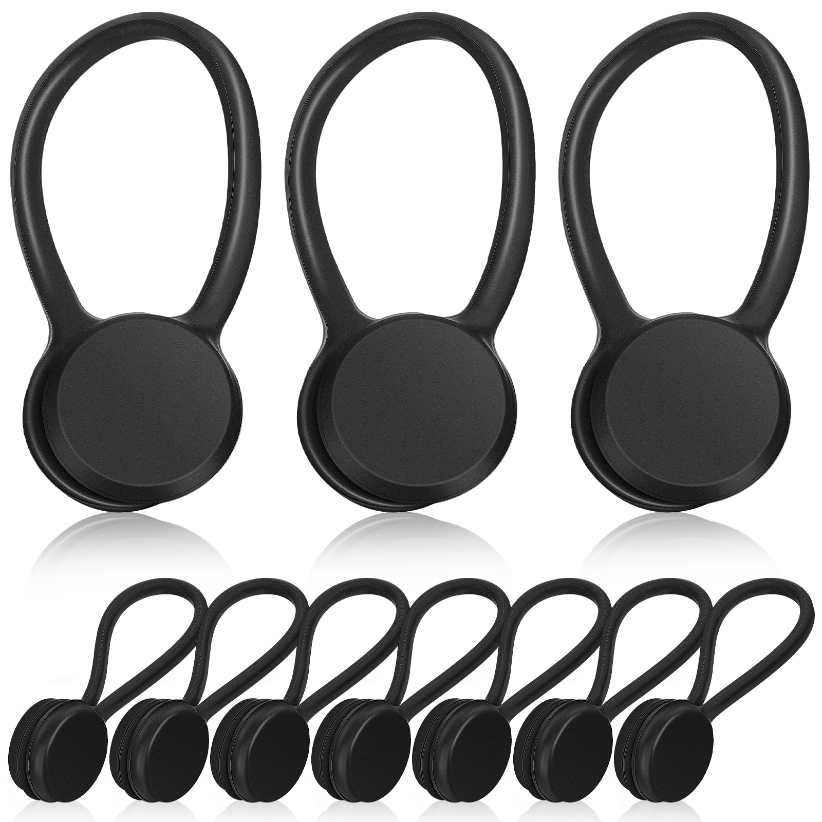 HERFIER 10 Pcs Cord Ties Silicone Magnetic Cable Ties Reusable Cord Organizer Cable Management Cord Ties For Electronics Appliances 1.97x0.39x0.39in